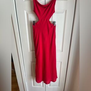 Red Backless Cowl Neck Dress w/ Side Slits